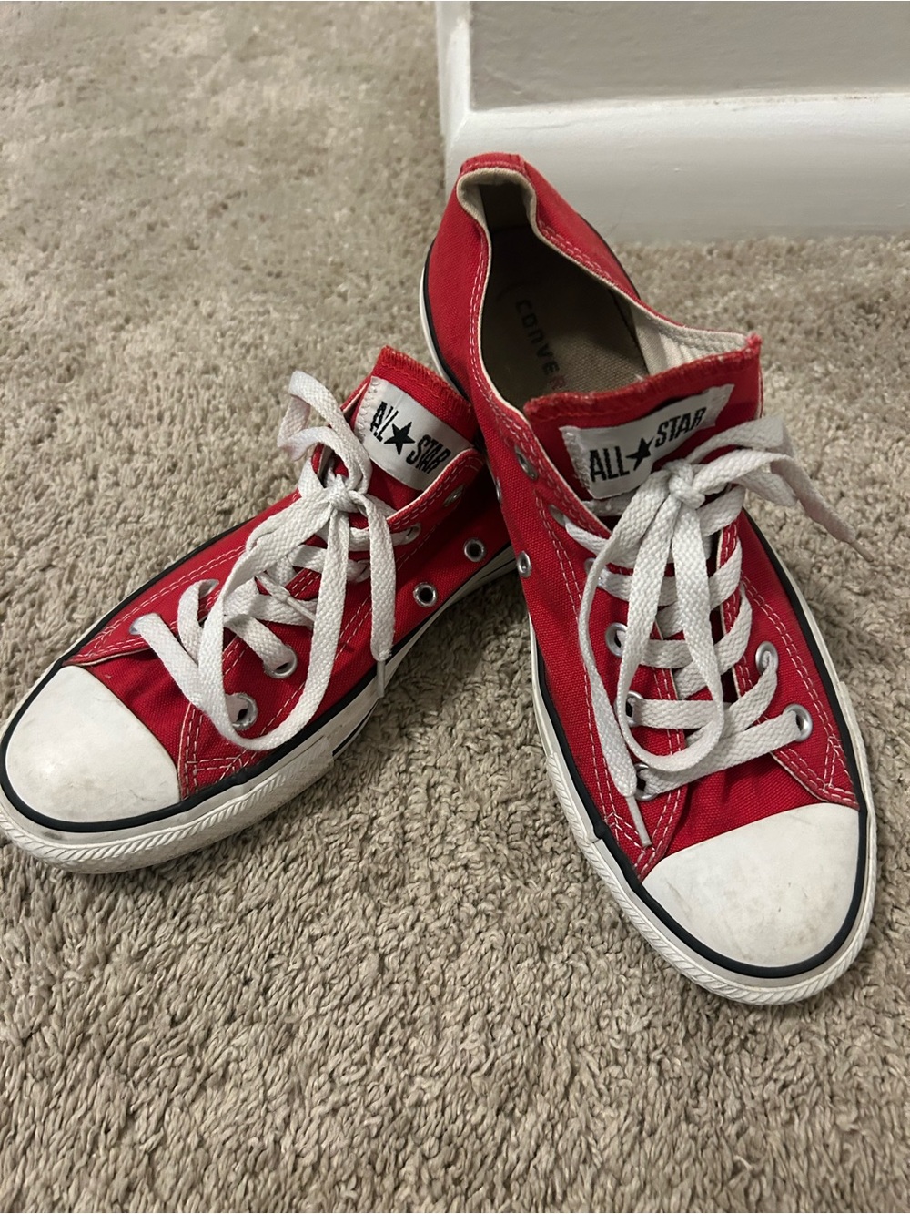 Converse Red Low-Top Canvas Sneakers pre owned